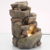 Indoor Tiered Rock Fountain with LED, Zen Tabletop Water Fountain, Illuminated Relaxation Fountain, 11.25"