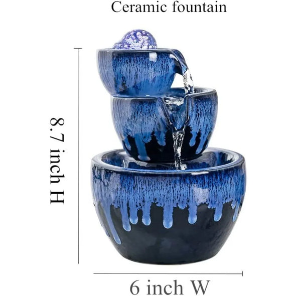 Tabletop Desktop Fountain with Ball, Indoor Table, Desk, Office, Home Decoration, Blue Water Fountain