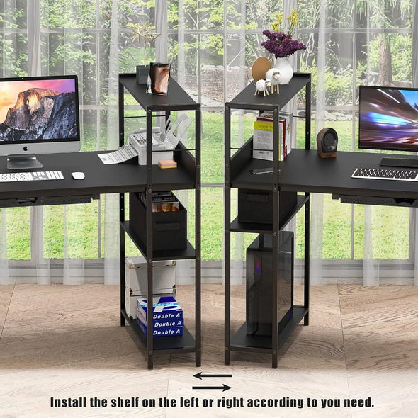 Mission Desk with Side Shelf, Black Computer Desk, Gaming Desk, Office Furniture, 46 in