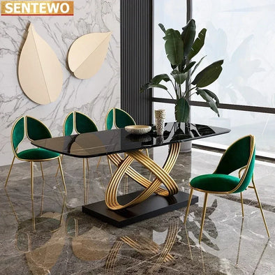 Italian Luxury Modern Marble Dining Table Set (Shipping will take longer for this product)