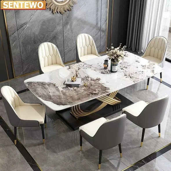 Italian Luxury Modern Marble Dining Table Set (Shipping will take longer for this product)