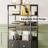 4-Tier Bookshelf with 3 Drawers, Vertical Dresser Organizer, Storage Shelf ， Sturdy Metal Frame,Wood Top，Black