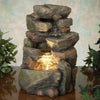 Indoor Tiered Rock Fountain with LED, Zen Tabletop Water Fountain, Illuminated Relaxation Fountain, 11.25"