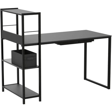 Mission Desk with Side Shelf, Black Computer Desk, Gaming Desk, Office Furniture, 46 in