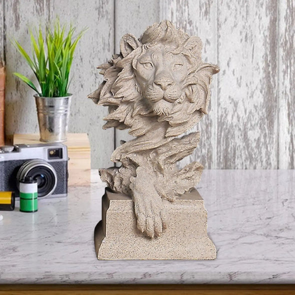 Lion Head Statue Desk Feng Shui Ornament for Table*Decor Indoor Bedroom