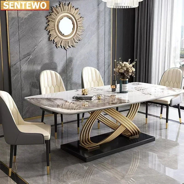 Italian Luxury Modern Marble Dining Table Set (Shipping will take longer for this product)