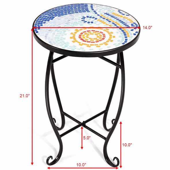 Giantex Outdoor Indoor Accent Table Plant Stand Scheme Garden Steel Ocean  Home Furniture