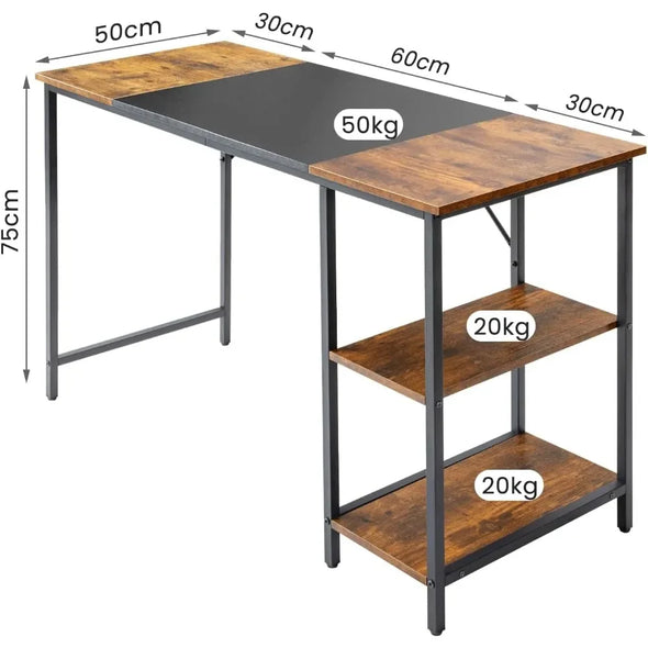 Computer Desk, Home Office Desk 55 Inch with Adjustable Storage Shelves, Work Desk Office Table, Modern Simple Style Table