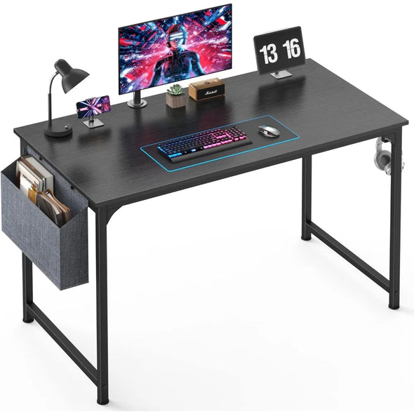 Small Computer Desk with Storage Bag, Cup Holder and Headphone Hook, Writing Desk, Home Office, 47"