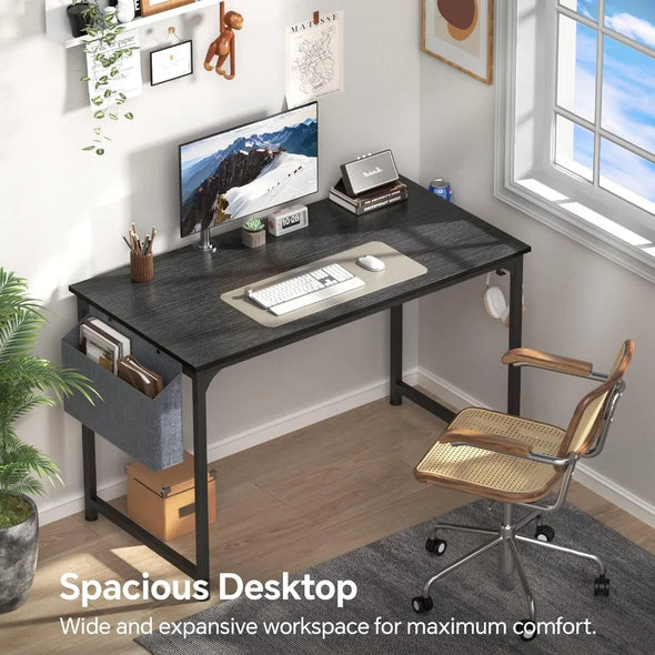 Small Computer Desk with Storage Bag, Cup Holder and Headphone Hook, Writing Desk, Home Office, 47"