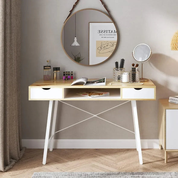 Computer Desk with Storage Desk Drawer Dressing Table,Writing Table Modern Desk with 2 Drawers, Makeup Vanity Table ,Furniture