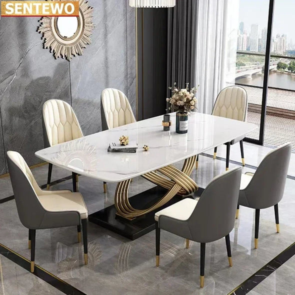 Italian Luxury Modern Marble Dining Table Set (Shipping will take longer for this product)