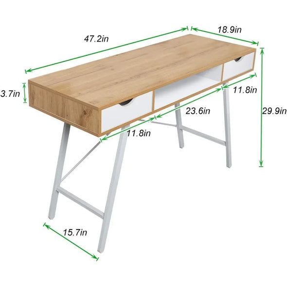 Computer Desk with Storage Desk Drawer Dressing Table,Writing Table Modern Desk with 2 Drawers, Makeup Vanity Table ,Furniture