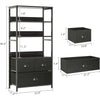 4-Tier Bookshelf with 3 Drawers, Vertical Dresser Organizer, Storage Shelf ， Sturdy Metal Frame,Wood Top，Black