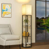 4 Tier Floor Lamp with Shelves, Shelf Floor Lamp for Living Room with 3 Color Temperature, Modern Storage Wood Standing